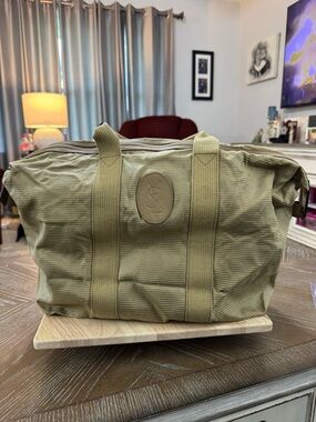 Vintage Yves Saint Laurent (YSL) beige corduroy travel weekender bag